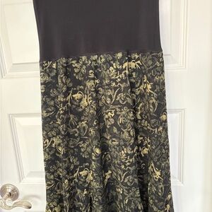 CAbi Gold and Black Maxi A-Line Skirt